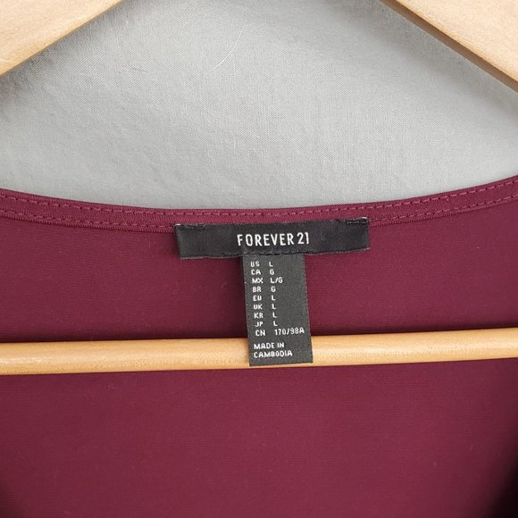 Dark Red Long Sleeve Wrap Dress - Picture 2 of 6